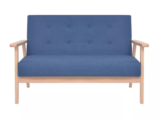 NETTLIFE Ensemble de canapé 3 pcs Tissu bleu
