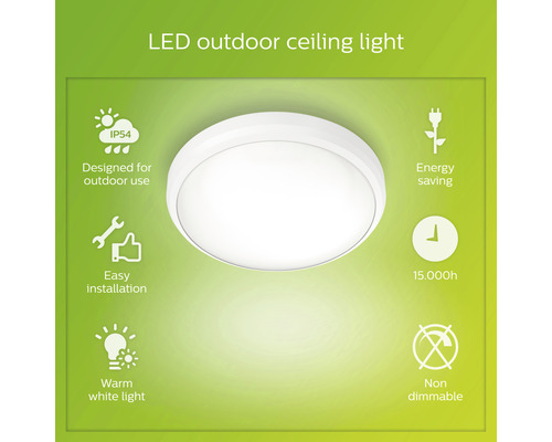 LED buitenplafondlamp 6W 600 lm 2700k wit