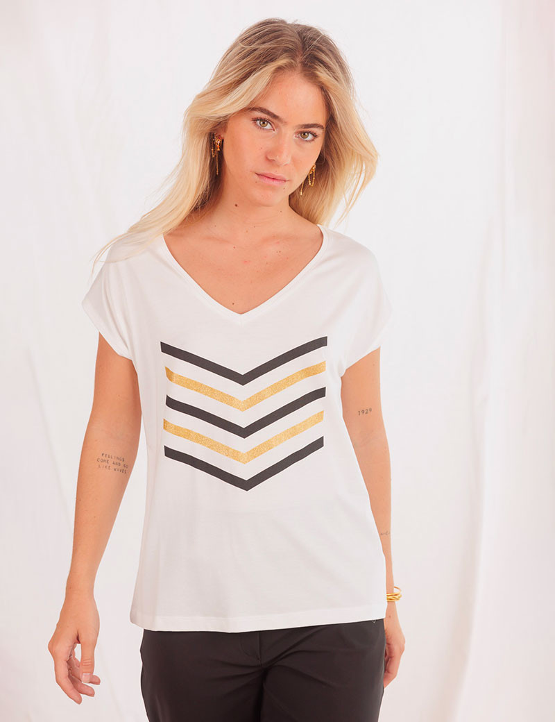 HBT BASICS | JUSTINE MODAL BLANC KAKI GOLD