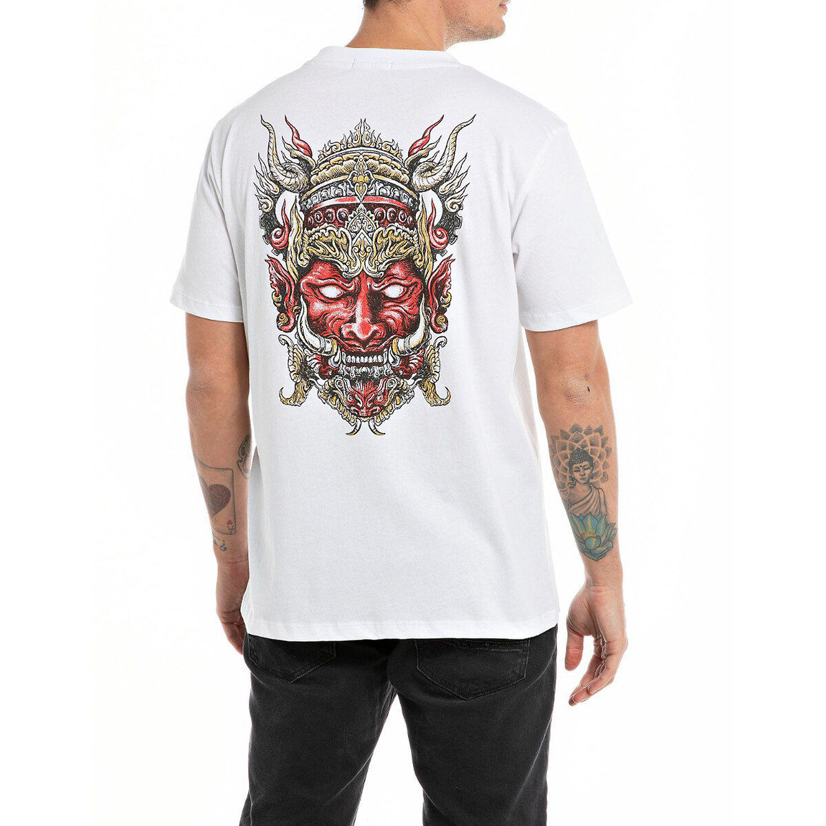 REPLAY<br>Camiseta reta com estampa na frente e nas costas