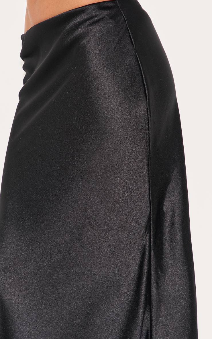 Noir Jupe Longue Fluide En Satin