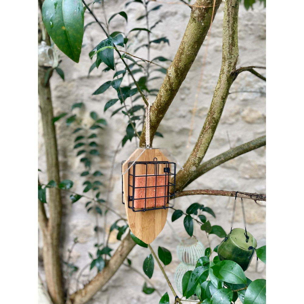 Support pour 2 pains de graisse bamboo pour oiseaux