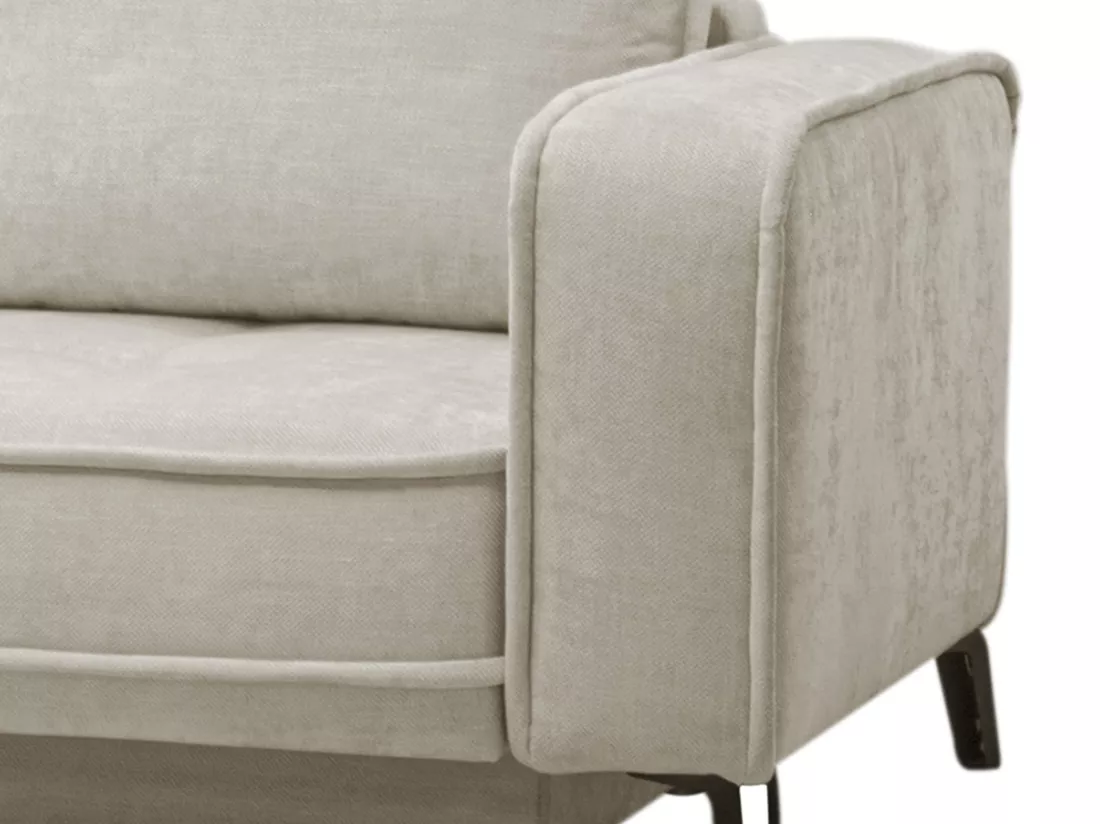 Canapé d'angle gauche convertible en tissu beige BALCORIA de Maison Céphy