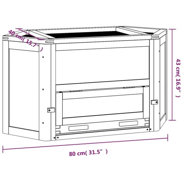 vidaXL Hamsterbur 80x40x43 cm heltre gran
