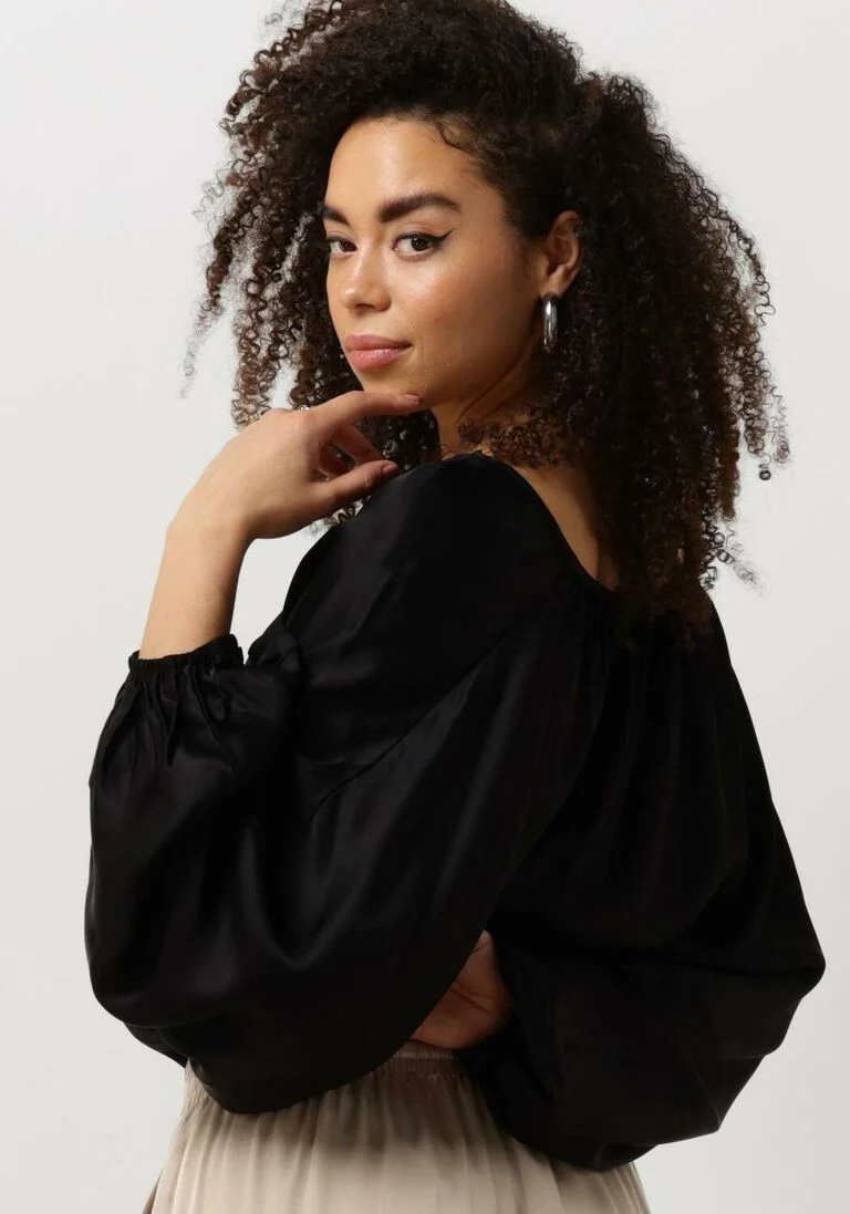 RESORT FINEST zwarte resort finest blouse satin balloon blouse