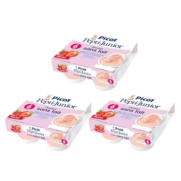 Picot Minha Primeira Sobremesa de Morango Sem Lactose +6m Pacote com 3 x 4 unidades