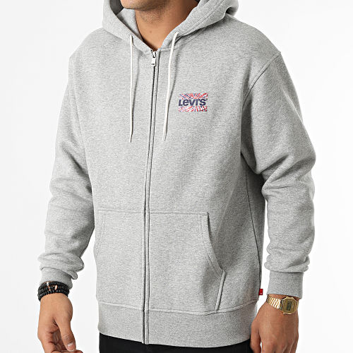 Sweat Zippé Capuche 38717 Gris Chiné
