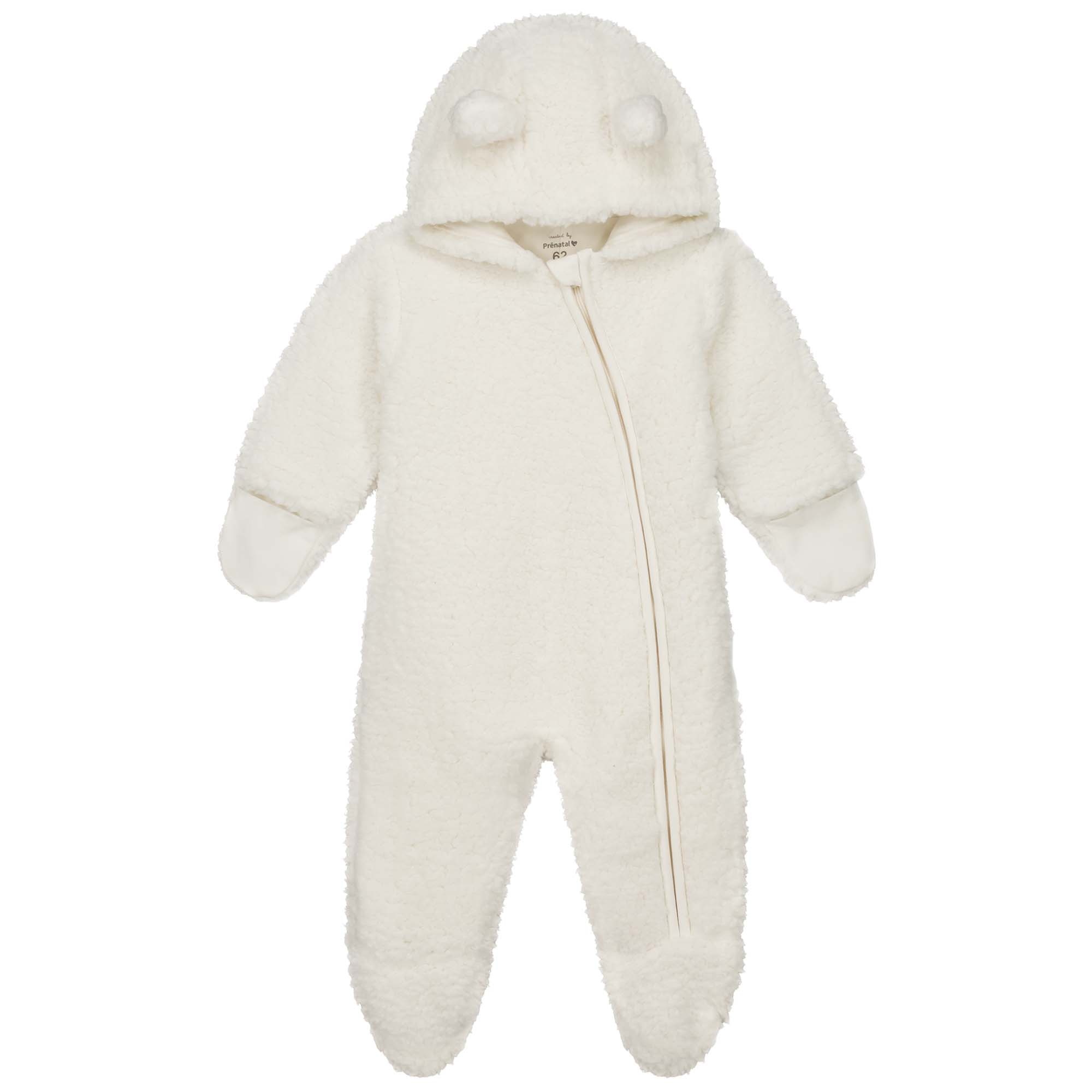 Prénatal newborn berenpak teddy lange mouwen effen wit