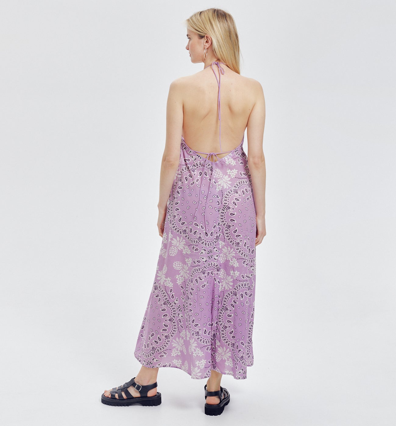 Robe dos nu motif bandana - Imprimé lilas