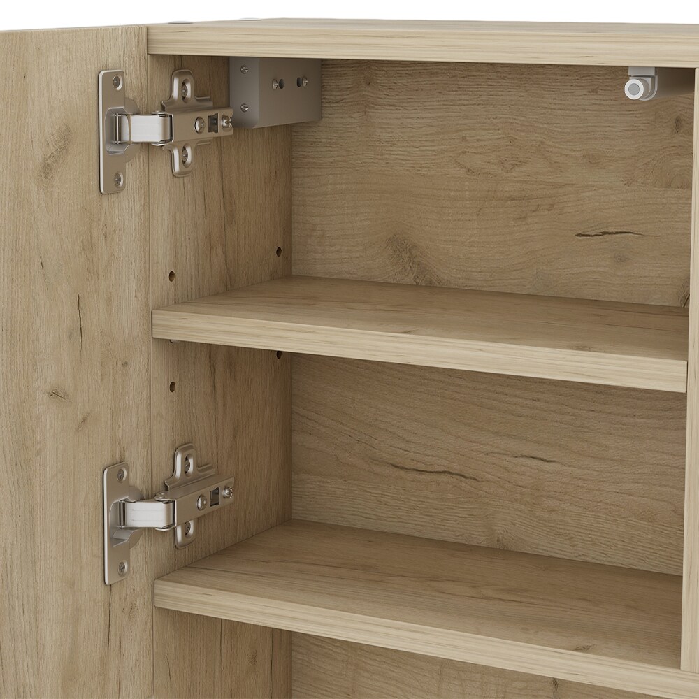 Vicco Spiegelschrank Badspiegel Wandspiegel Edge Eiche Weiß modern 54x55 cm Badezimmer Schrank Badschrank Badezimmermöbel Badmöbel 2 Türen