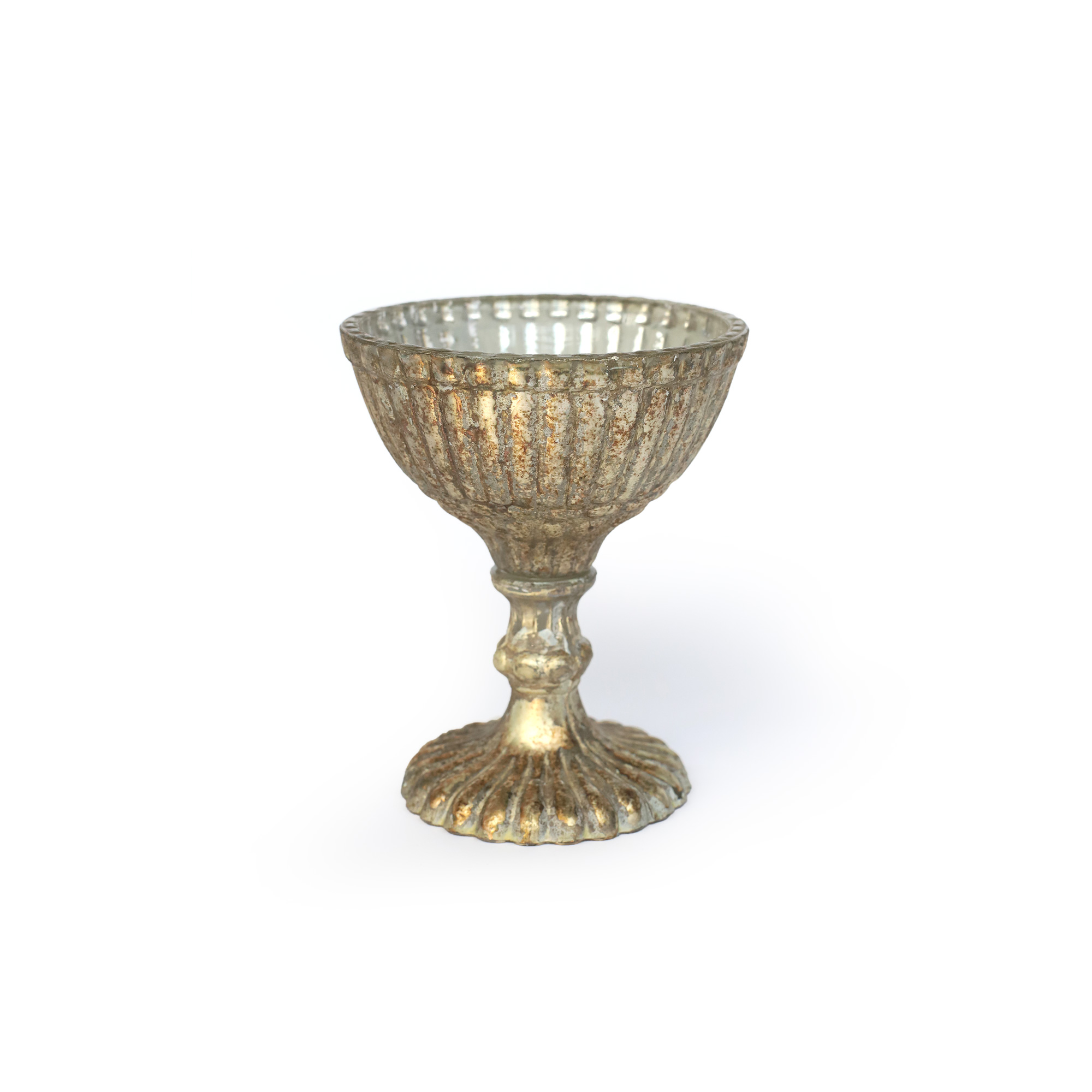 Glaspokal, antik silber, H 14 cm, Ø 11 cm von fischer's lagerhaus