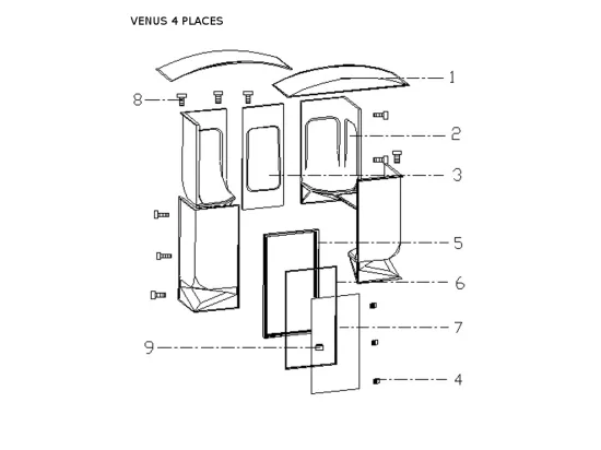 Hammam droit VENUS 6 places avec sièges ergonomiques, panneau de contrôle extérieur et sonde de température - L212 x L134 x H210 cm