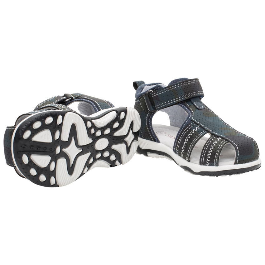 Sandales micro perforées à empiècements en denim pour enfant garçon