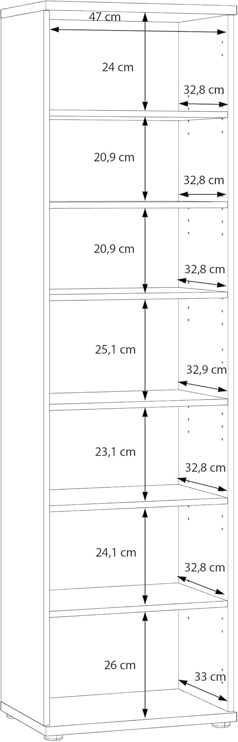 Forte NET106 Schuhschrank 50, schmaler Flurschrank mit 6 Einlegeböden und Spiegelfront, Flur, Diele, Holzwerkstoff, Artisan Eiche Holzdekor, 50,2 cm breit x 179,1 cm hoch x 34,8 cm tief