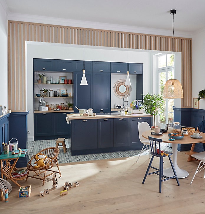 Porte de meuble de cuisine Artemisia bleu mat l. 40 cm x H. 72 cm GoodHome