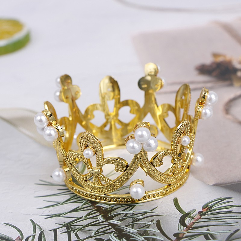 (Ø52mm) Kuchenstecker Krone Metall Tortenstecker Topper Dekoration für Torten / Kuchen - Gold