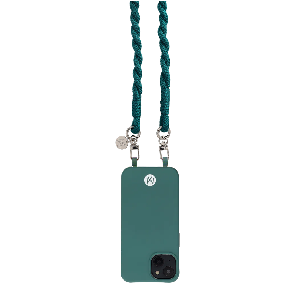 Handgemachte Handykordel Gedrehtes Umhängeband für Handyhüllen Silver - Dark Green