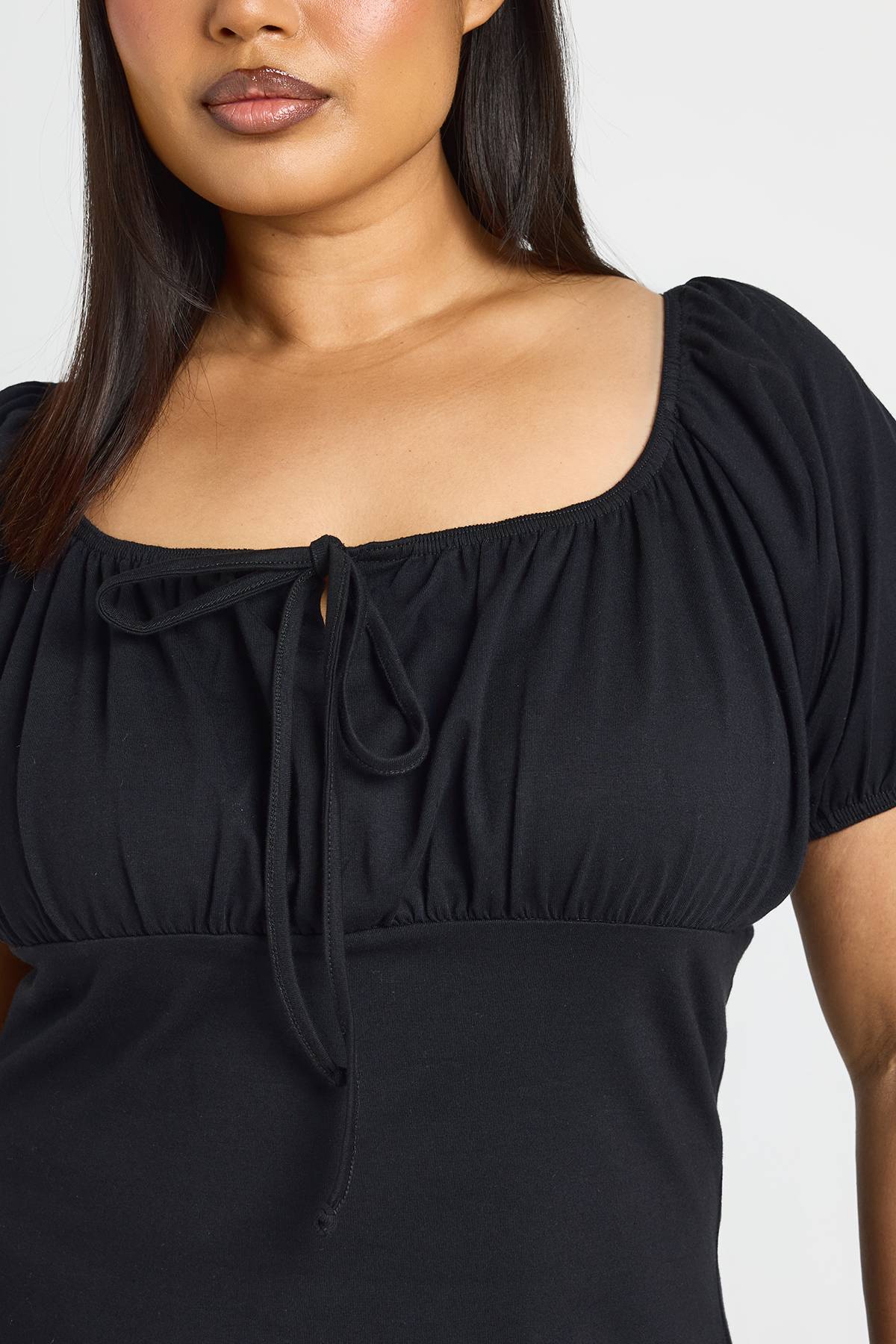 boohoo Robe Grande Taille À Manches Courtes Et Encolure Laitière En Coton