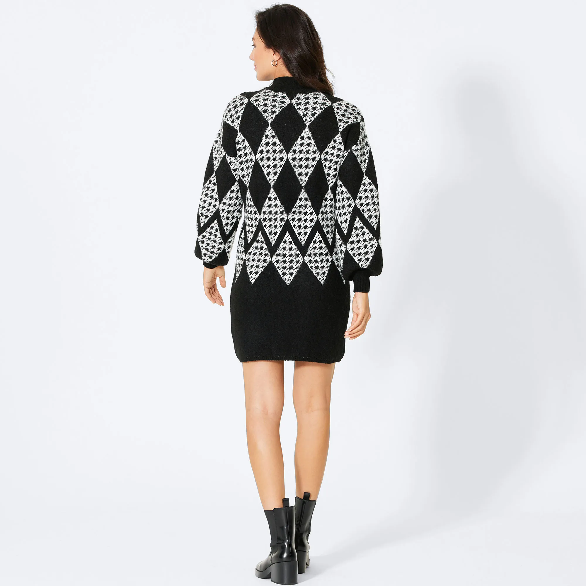 Damen-Strickkleid mit Jacquard-Muster