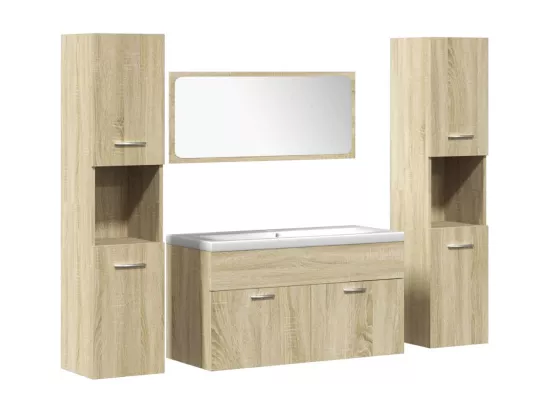 Ensemble de meubles de salle de bain 5 pcs chêne sonoma