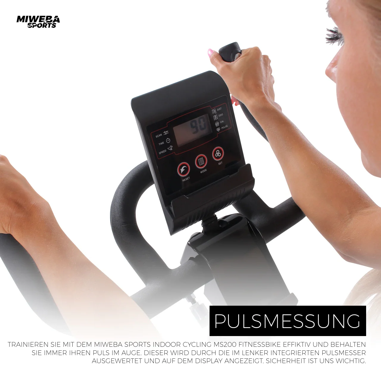 Miweba Sports Indoor Cycle MS200, 13 kg Schwungrad, für zuhause geeignet (Schwarz)