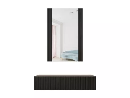 Coiffeuse suspendue noire avec miroir Gustave