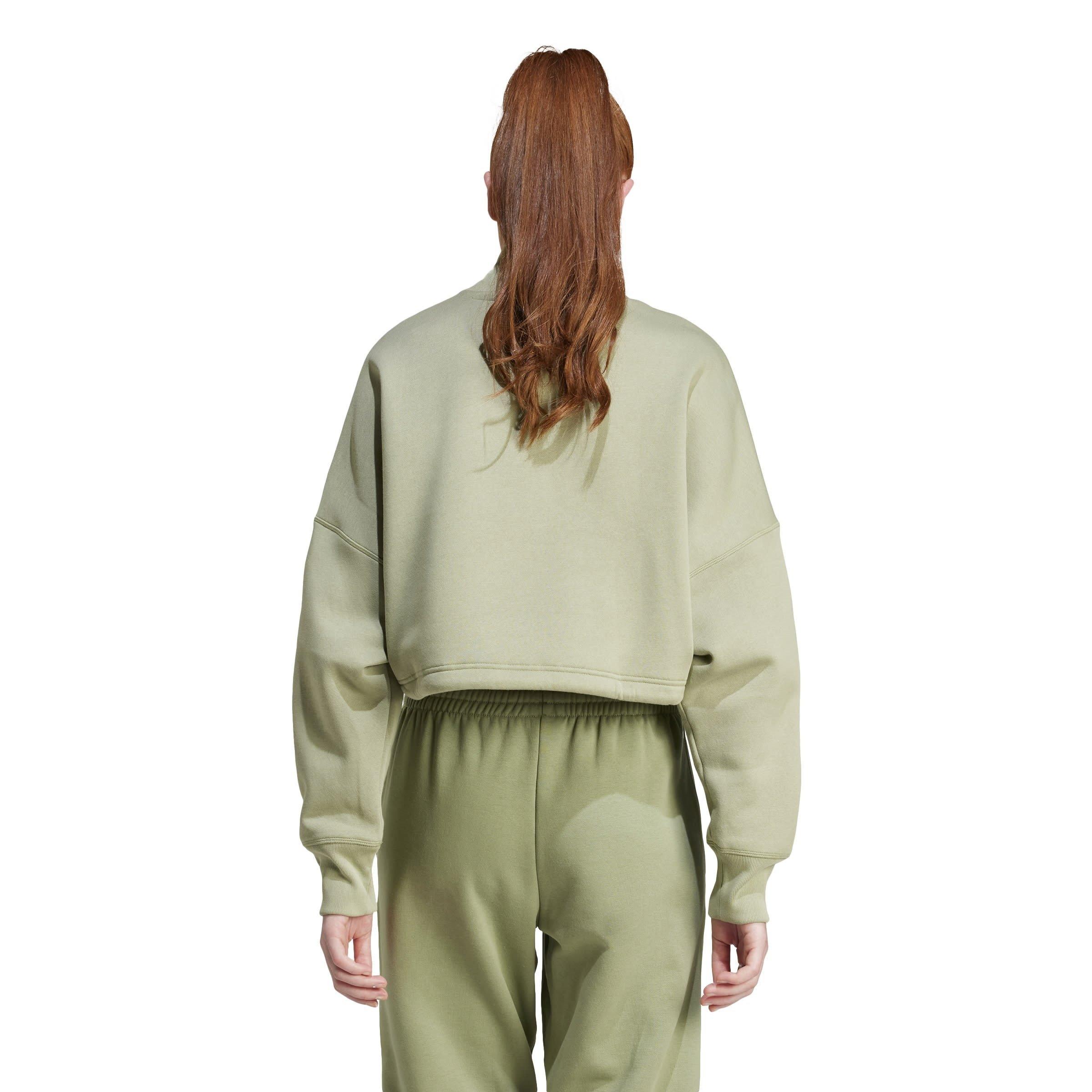 adidas Signature Graphic Embroidery Fleece Crop Sweatshirt Womens