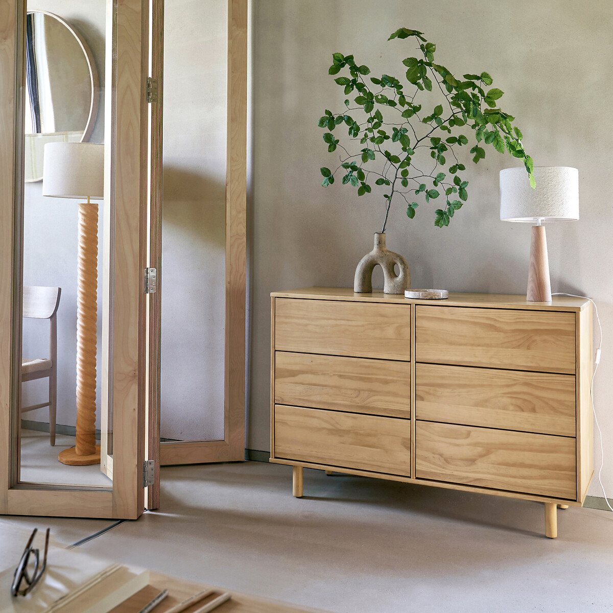 LA REDOUTE INTERIEURS<br>Cômoda com 6 gavetas, em pinho maciço, Ravi