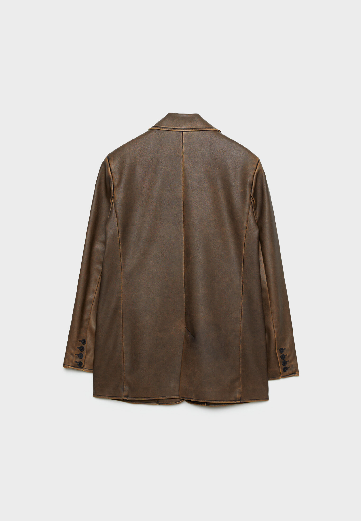 Blazer de couro sintético com efeito desgastado