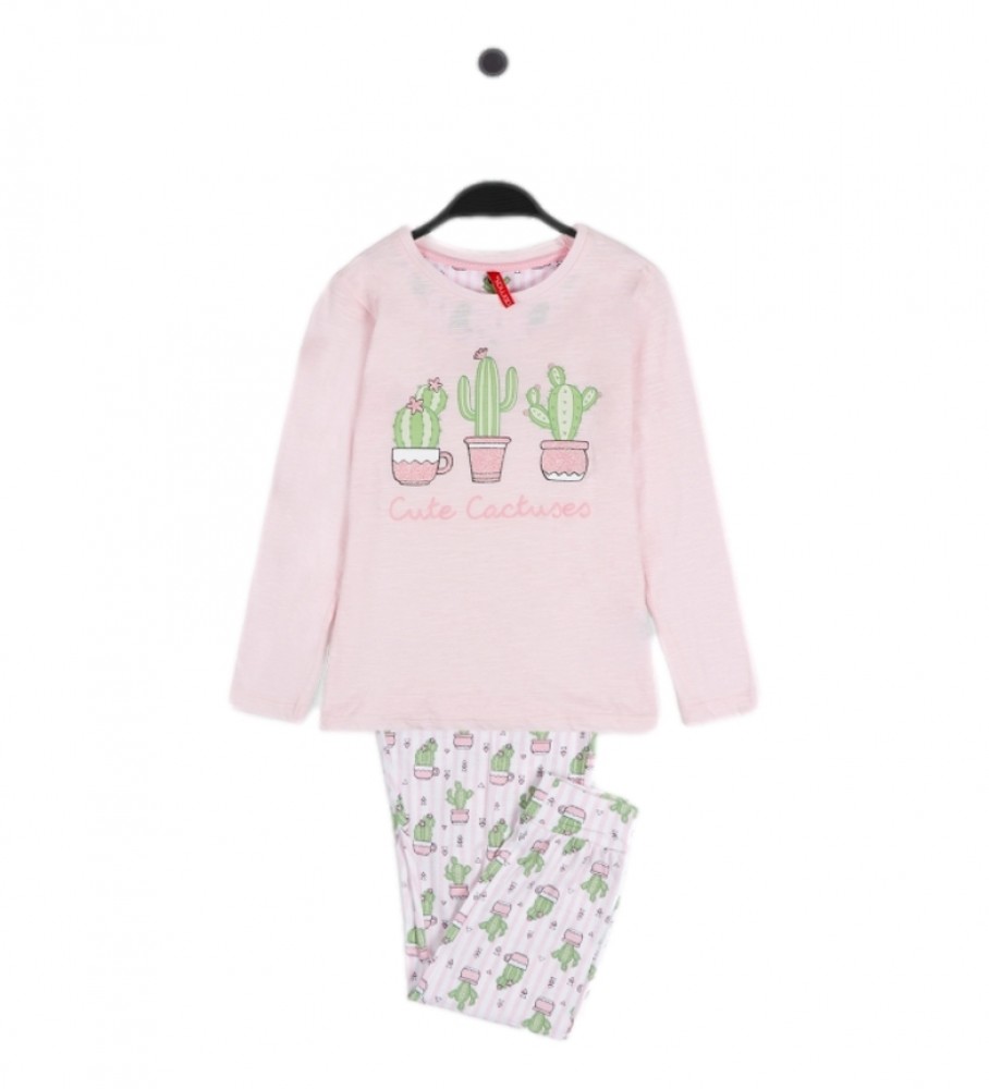 Pijama de manga comprida Admas com estampa fofa de cactos para meninas