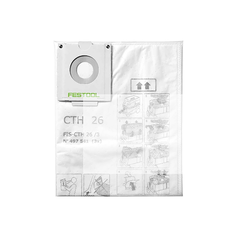 FESTOOL Replacement H Class Safety Bag for CT 26 - 3 Pack 497541