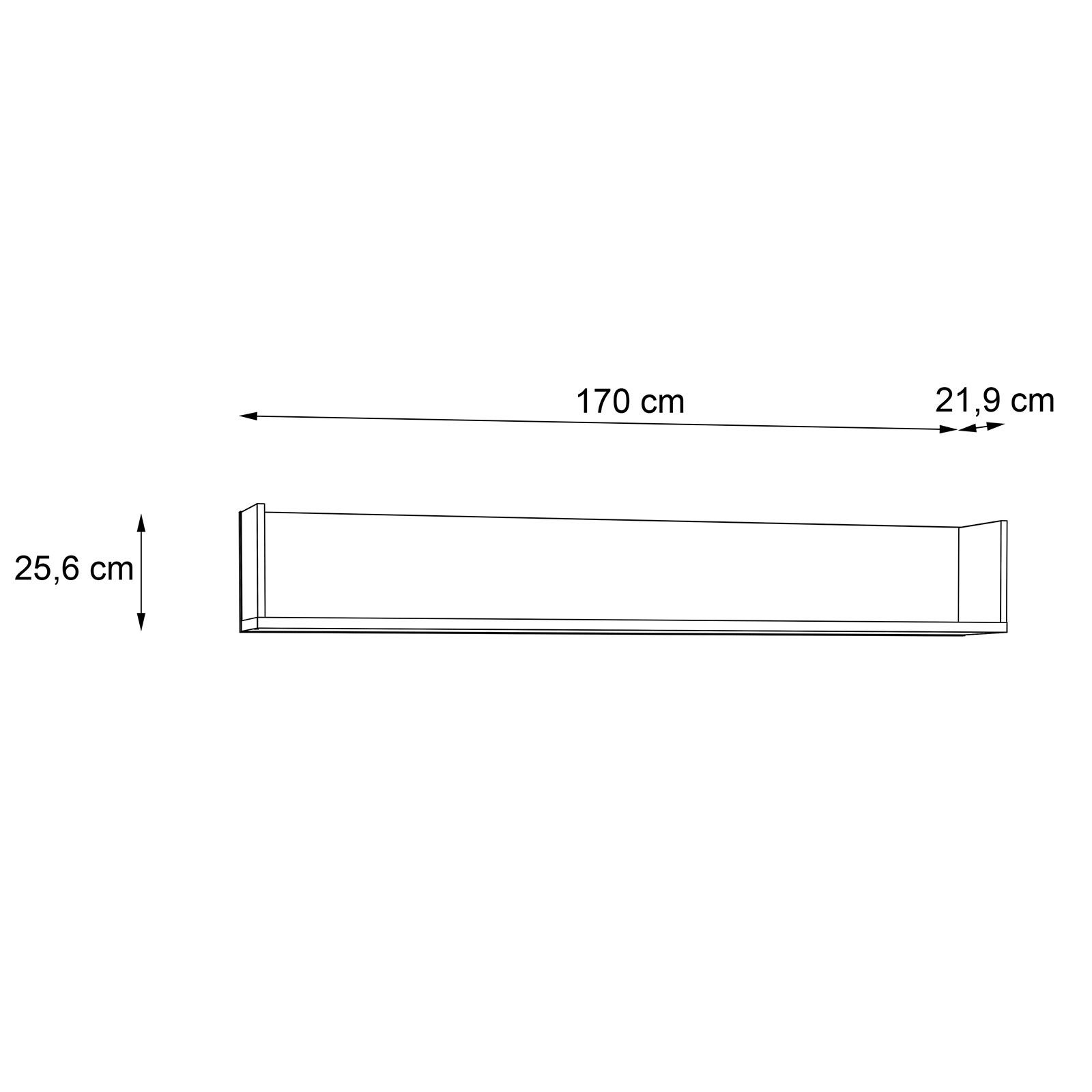 Wandboard - Stabeiche - Betonoptik - 170 cm breit