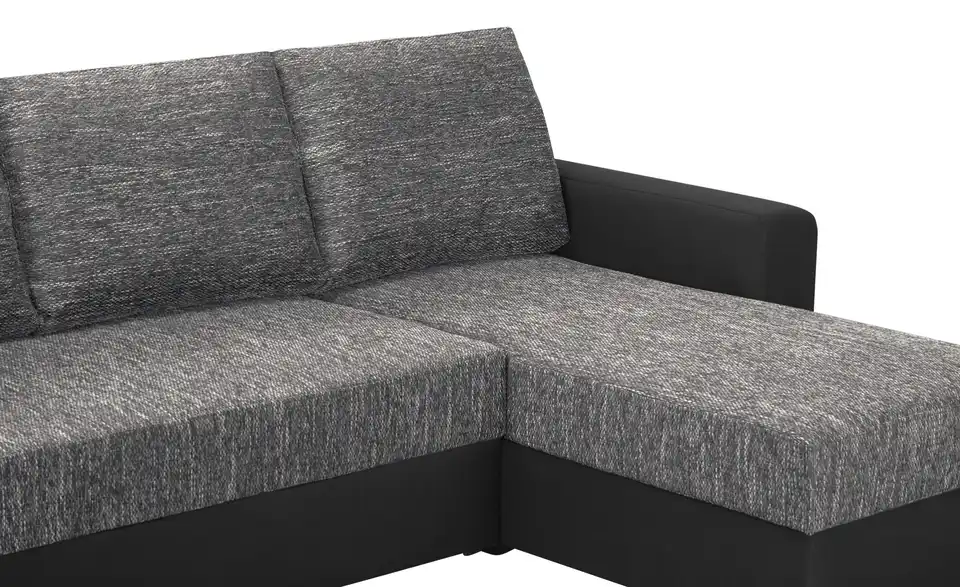 Ecksofa Navarra Grau, Schwarz rechts