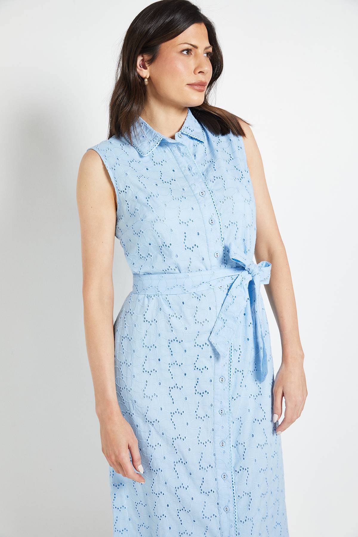 Wallis Robe Chemise Maxi En Broderie Anglaise
