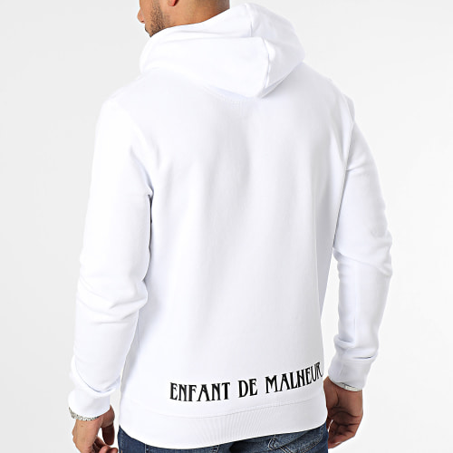 Sweat Capuche Logo Blanc Noir