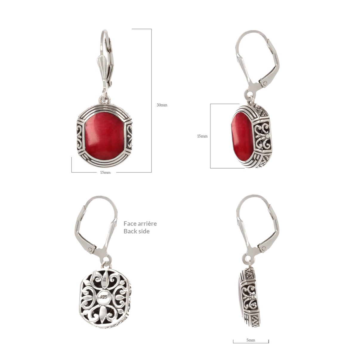 Boucles d'Oreille Ethniques Corail & Argent 925 | Style Exotique - Aden