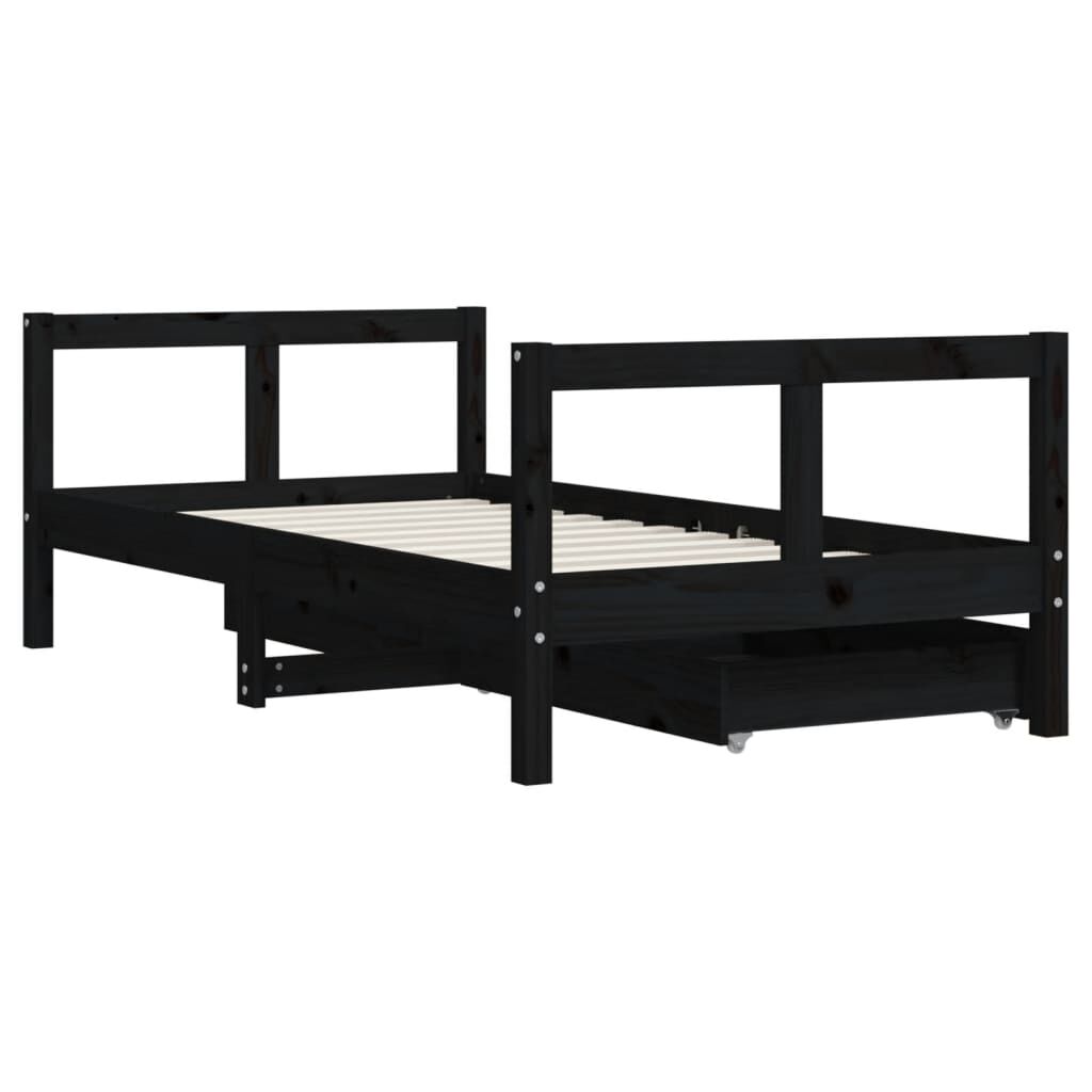 vidaXL Kinderbedframe met lades zwart 80x160 cm grenen
