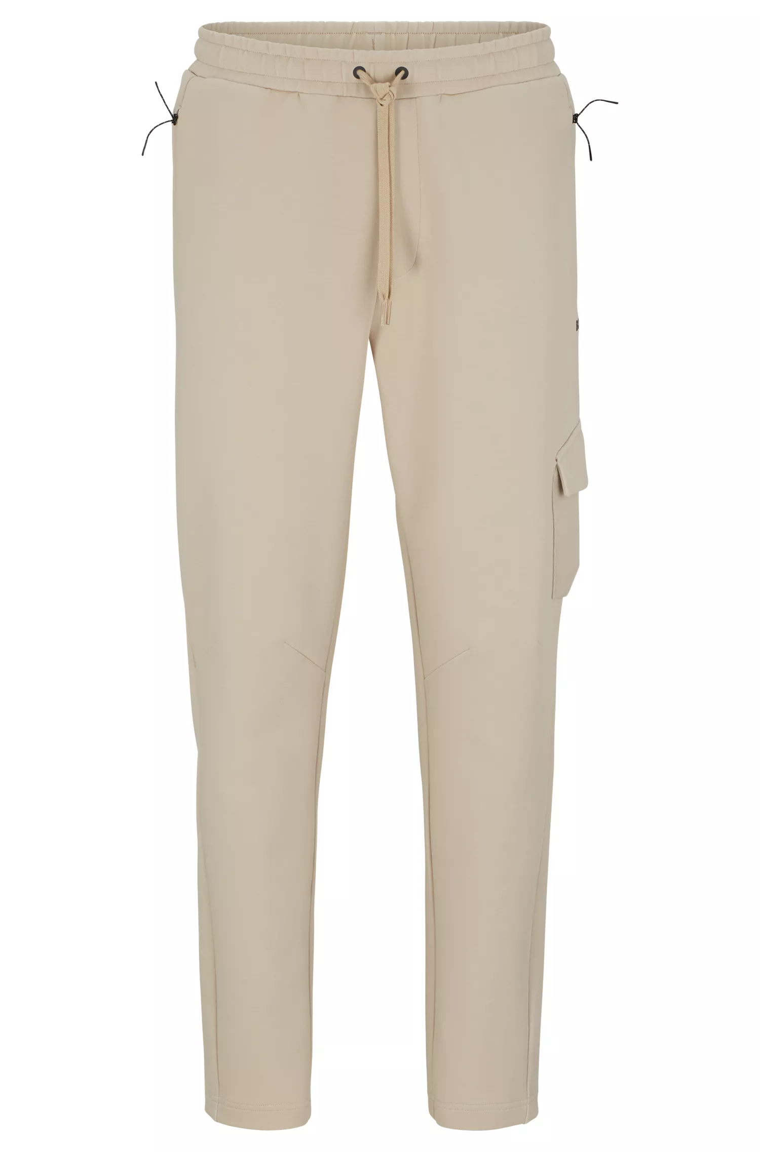 Calça de fato de treino BOSS verde, em mistura de algodão elástico avançado, com bolsos com fecho de correr.