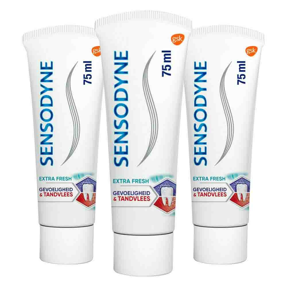 3x Sensodyne Tandpasta Gevoeligheid & Tandvlees Extra Fresh75 ml