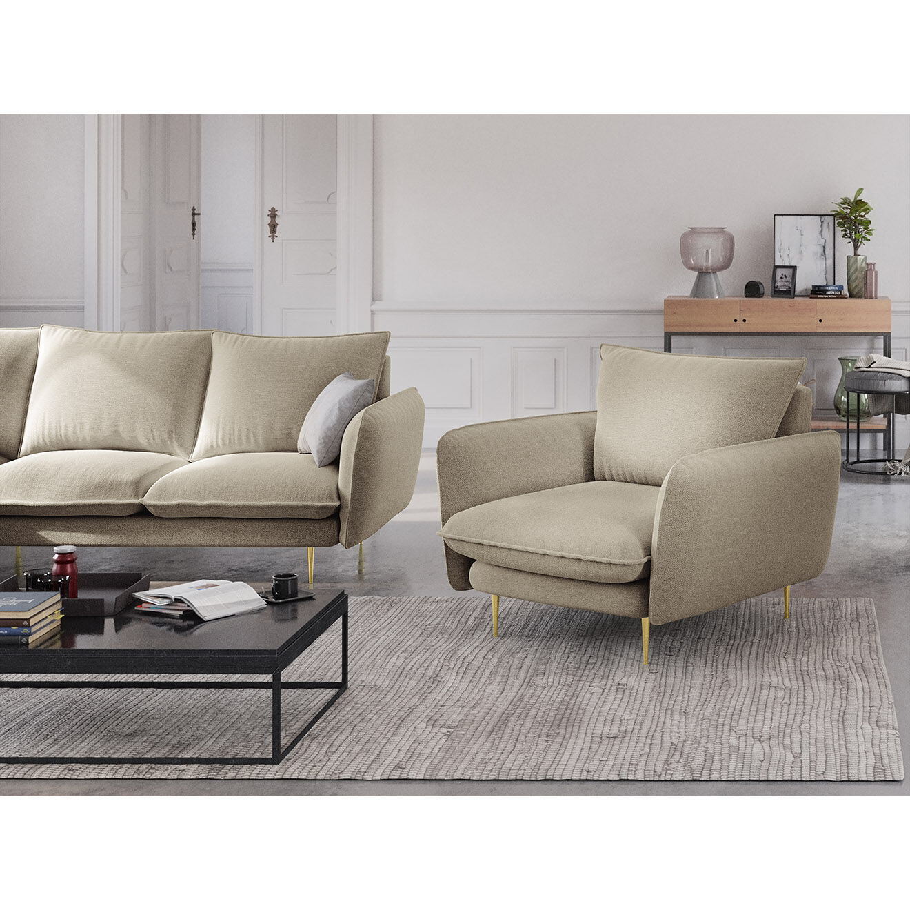 Cosmopolitan Design Fauteuil Vienna beige - 97x94x95 cm
