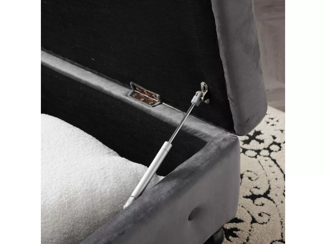 Méridienne droite en velours gris, avec oreiller et rangement, pour le salon chambre bureau, 144x62x69cm
