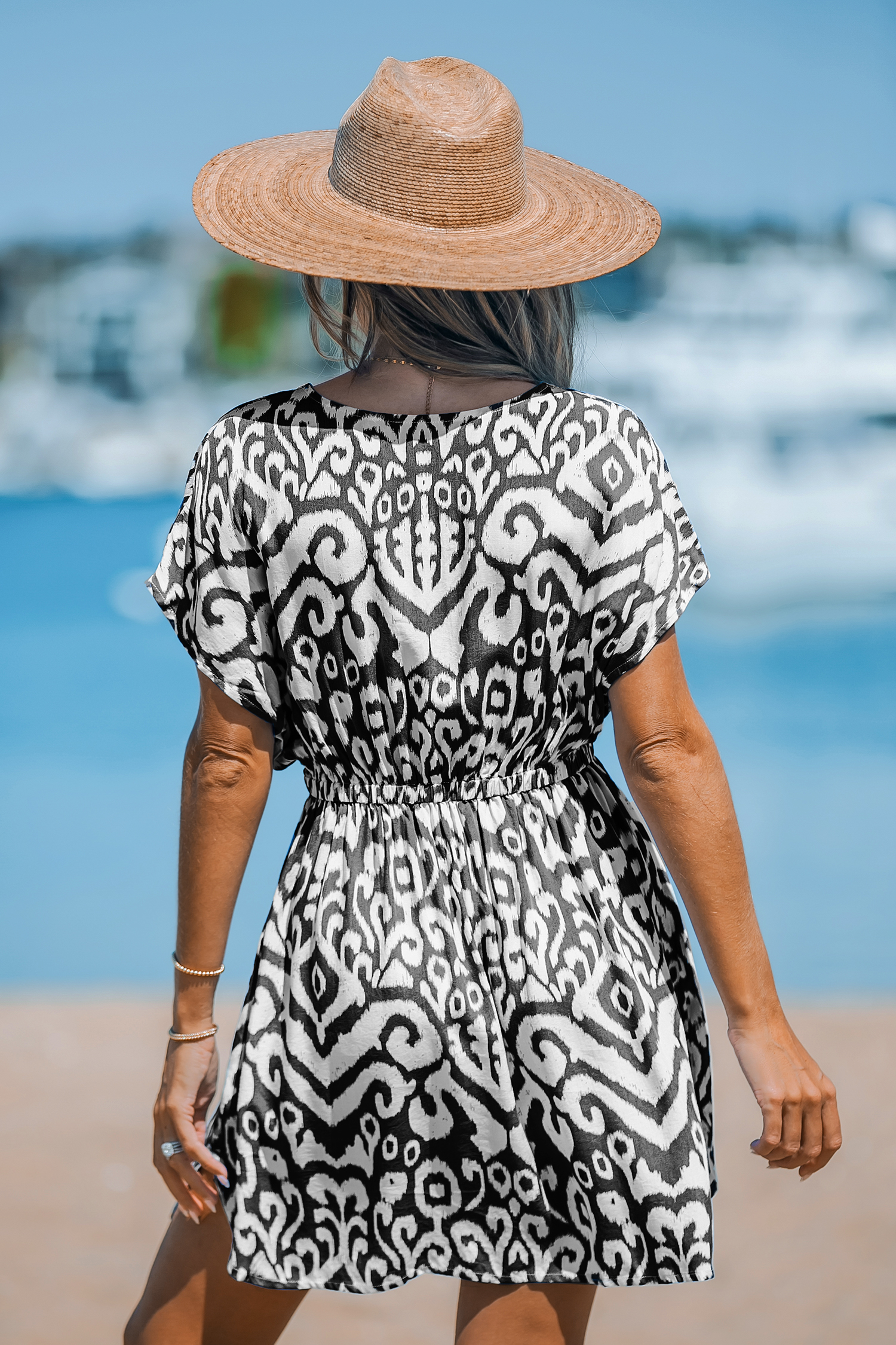 Robe cover up à imprimé géométrique