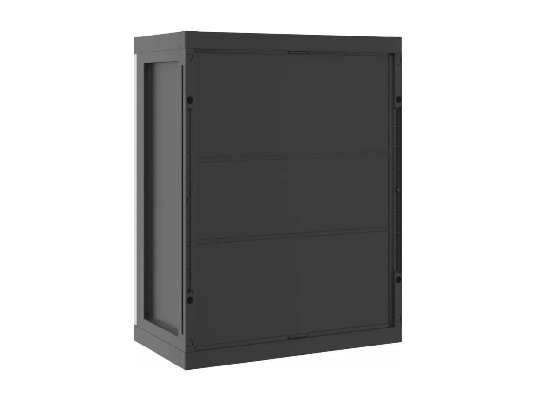 Armoire de rangement d'extérieur gris et noir 65x37x85 cm PP