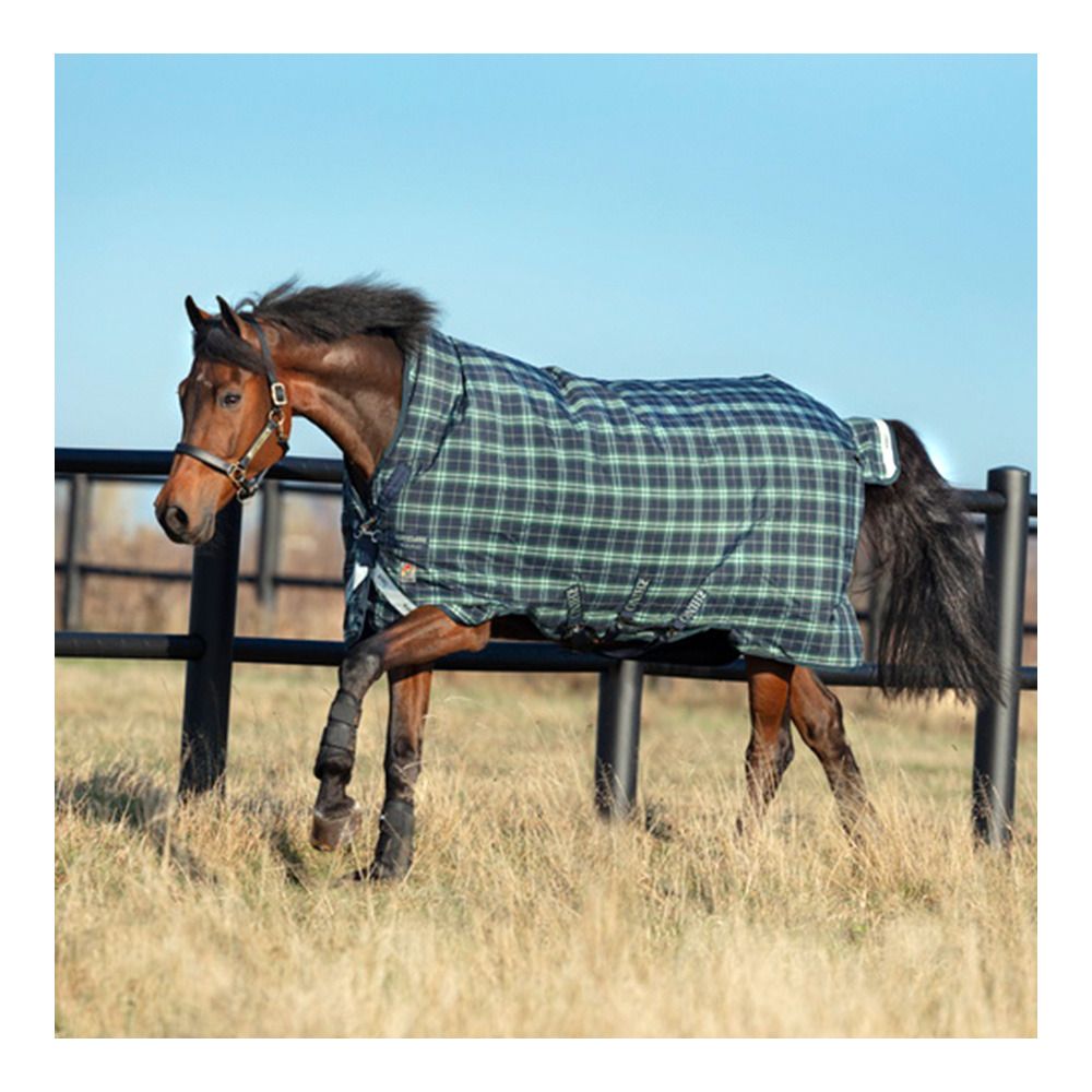 Horseware RHINO WUG 450G - Couverture de paddock hunter check/navy/green