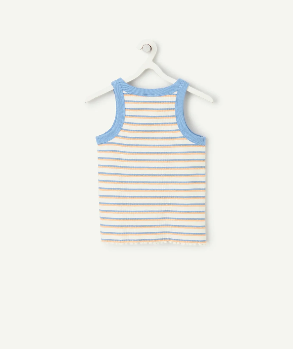 haut sans manches fille encolure américaine en coton bio coloré