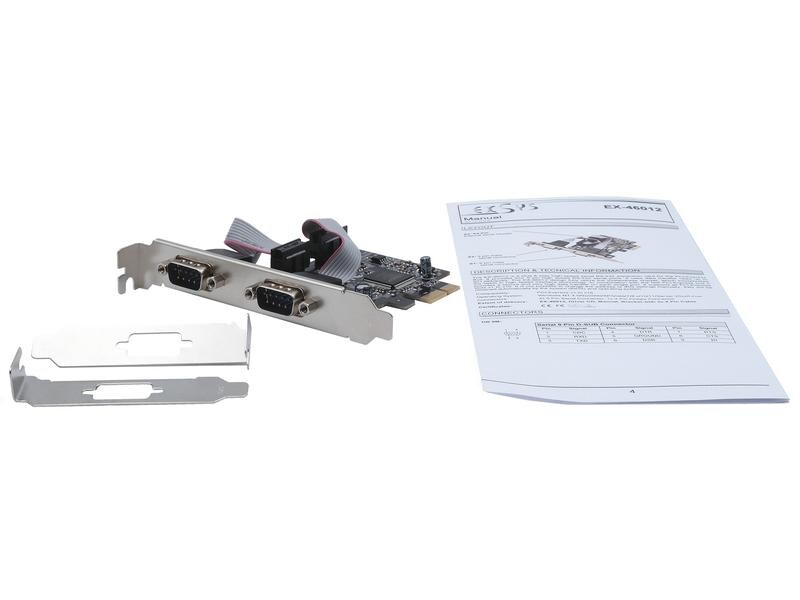 Exsys PCI-Express-Karte RS-232 PCIe-Karte mit 2 seriellen RS-232-Anschlüssen