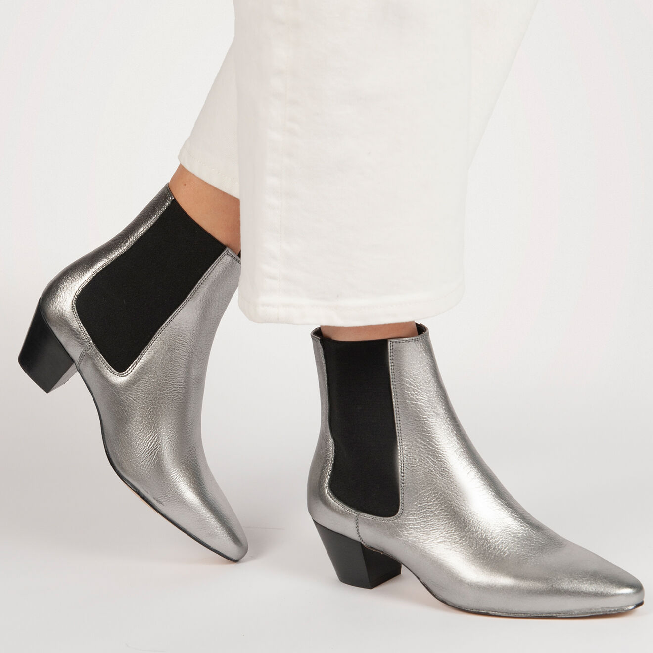 Anaki Chelsea Boots en Cuir Marina étain