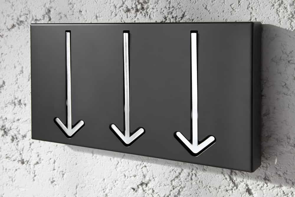 Moderne Design Wandgarderobe ARROW 30cm schwarz mit 3 Haken