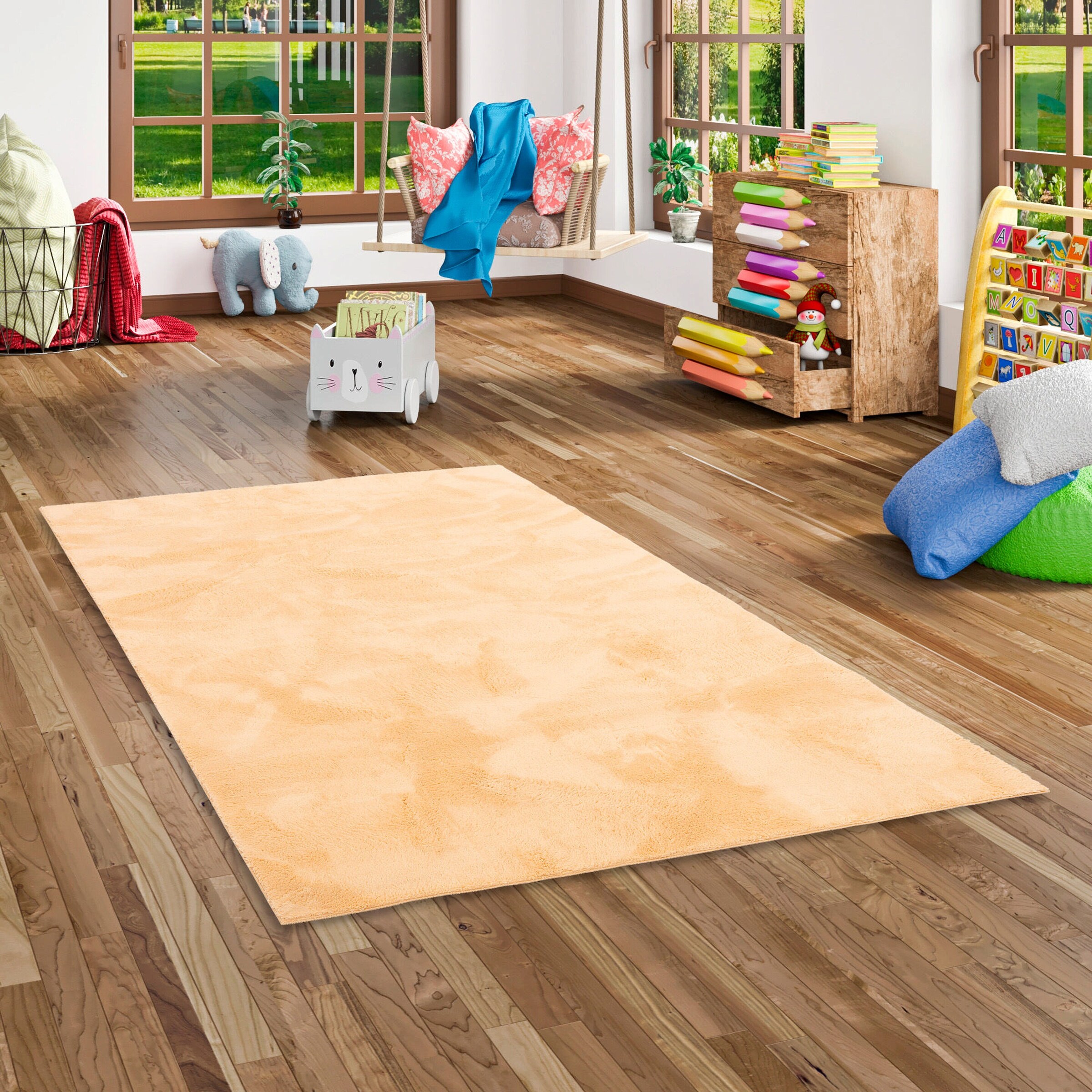 Pergamon Kinder Super Soft Fellteppich Pearl Kids Gelb