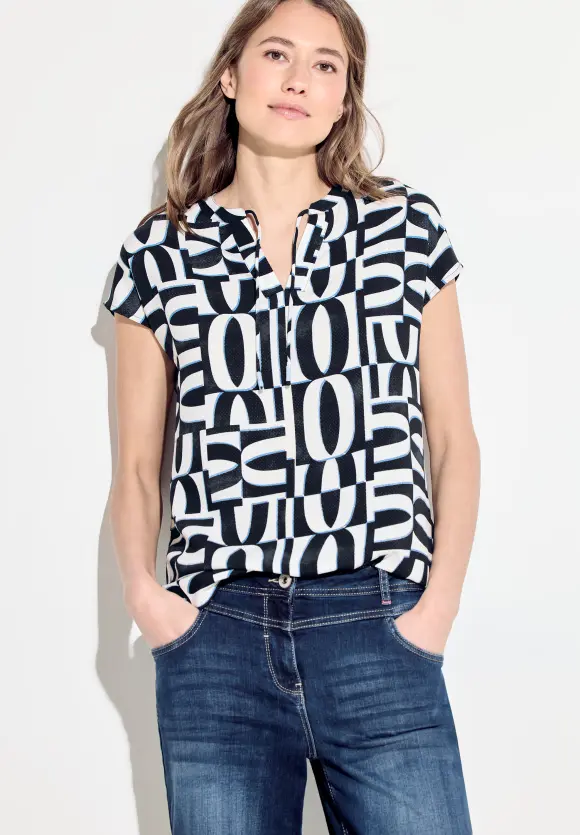 Tunikabluse mit Print - universal blue